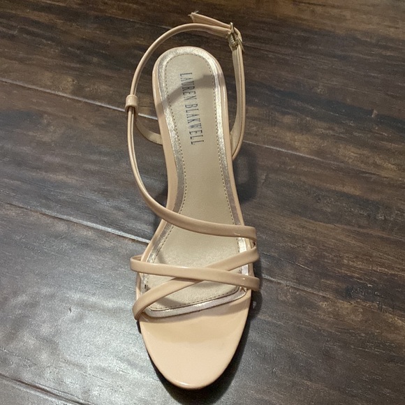 Size 9 1/2. Lauren Blakwell.Nude/cream colored strap heel. 2 1/2” heel. - Picture 2 of 4